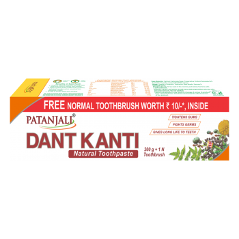 Patanjali Dant Kanti Natural Toothpaste 200 g+ 100 g+ 1 Toothbrush