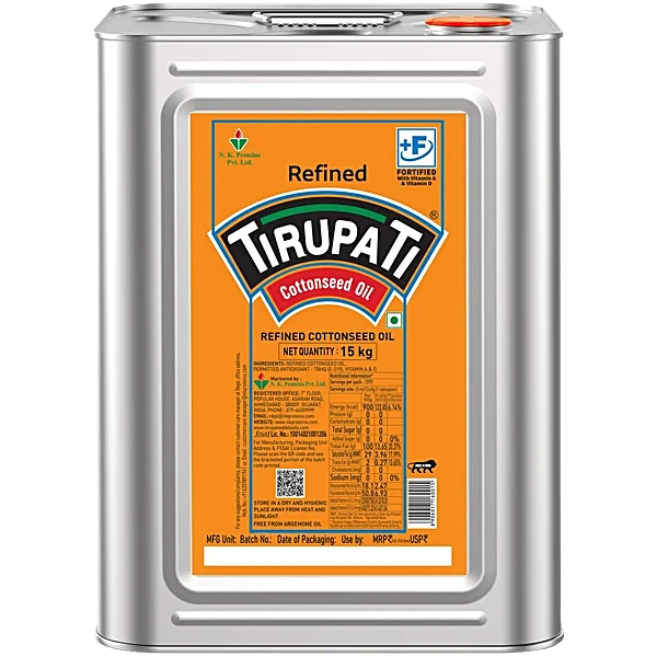 Tirupati Refined Cottonseed Oil 15 kg (Tin)