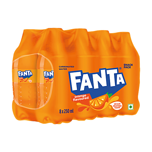 Fanta Added Orange Flavour Snack Bottle (250 ml X 8)