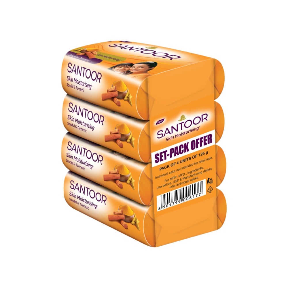 Santoor Sandal & Turmeric Soap 150 g (Pack of 4)