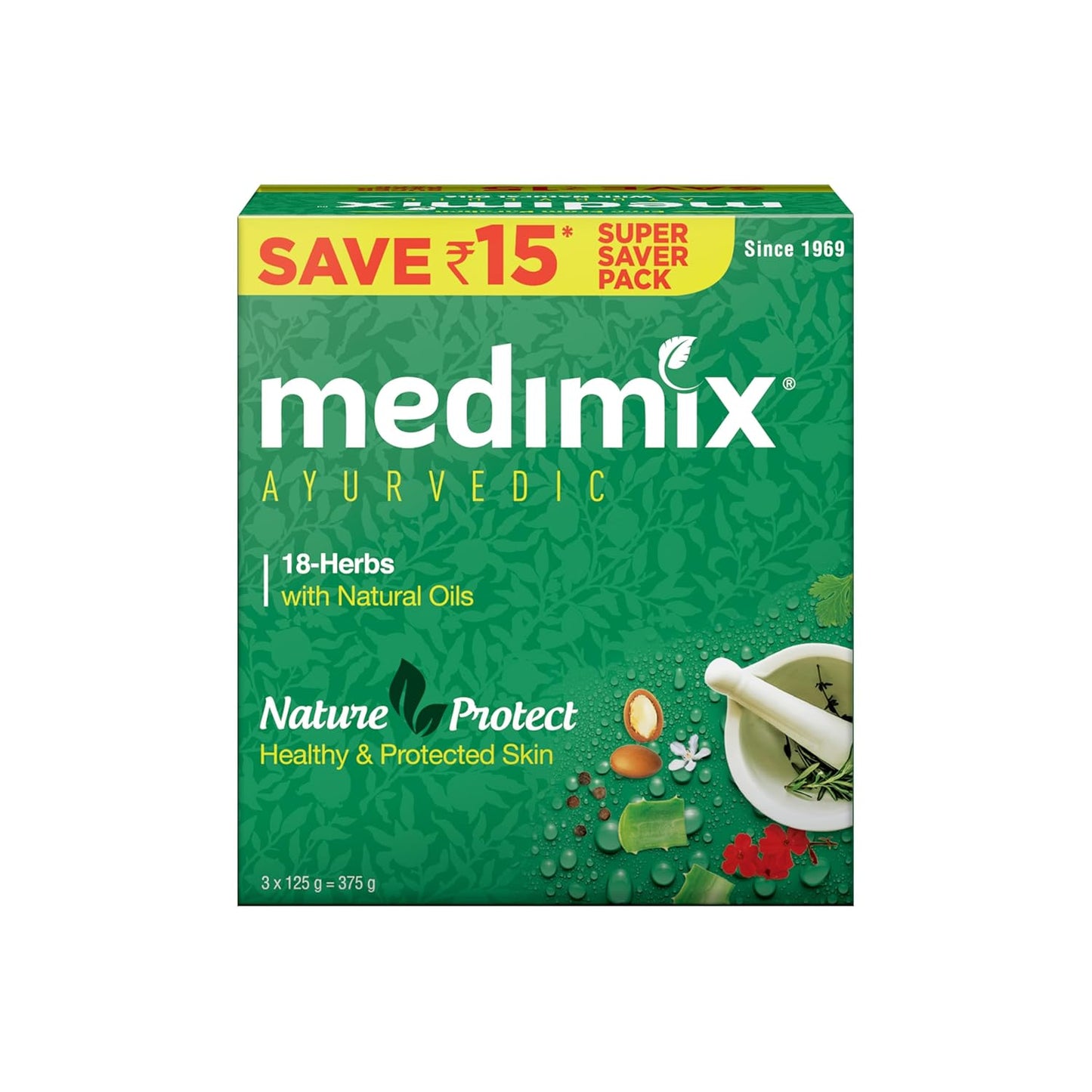 Medimix Ayurvedic 18-Herbs Classic Soap 125 g (Pack of 3)