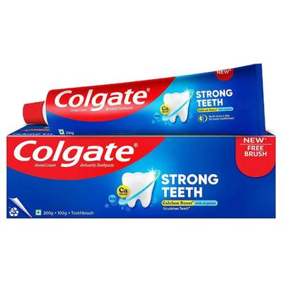 Colgate Strong Teeth Dental Cream Toothpaste with Toothbrush 300 g