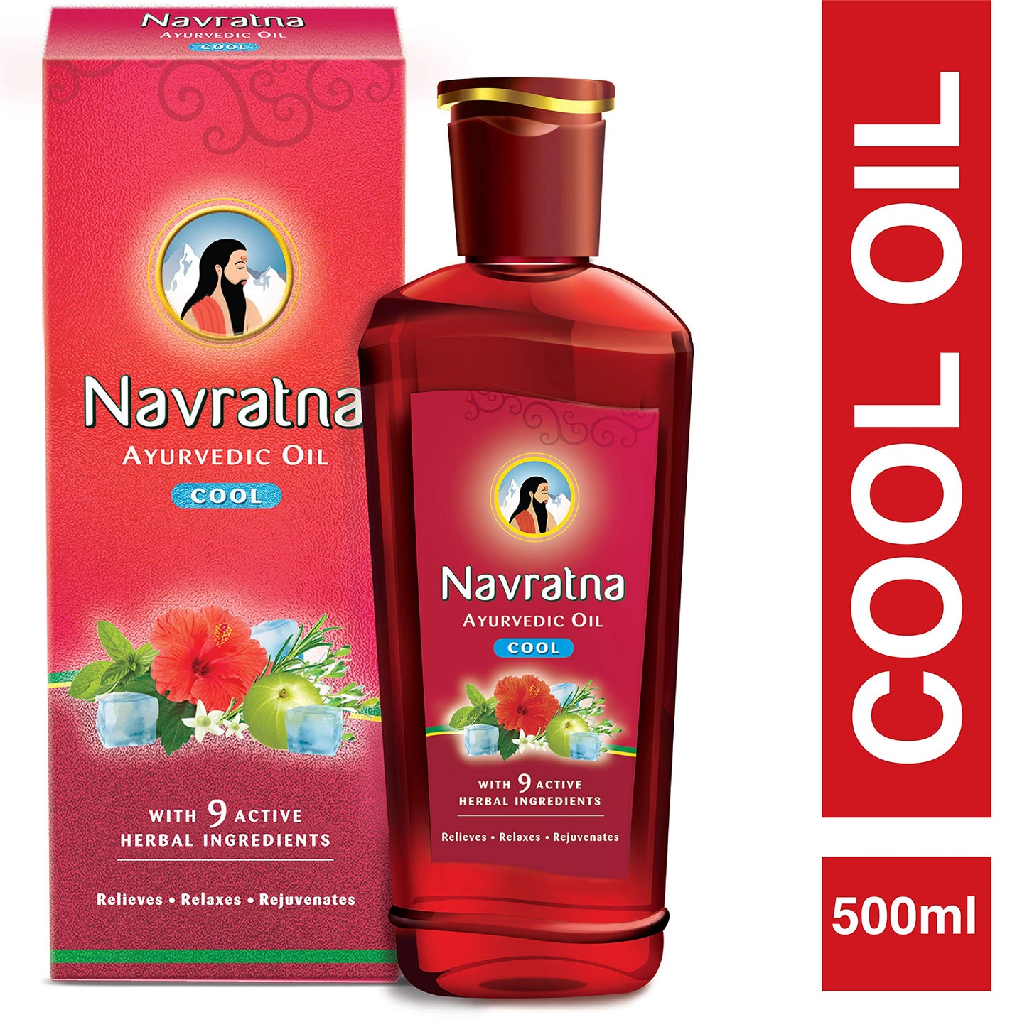 Navratna Ayurvedic Cool Hair Oil with 9 Active Herbal Ingredients 500 ml