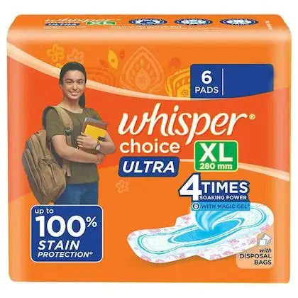 Whisper Choice Sanitary Napkin with Wings (XL) 6 pads