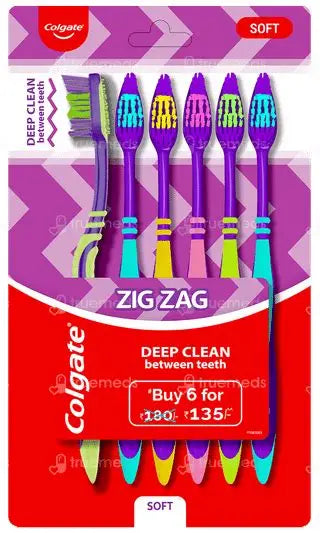 Colgate Zig Zag Deep Clean Assorted Soft Toothbrush 6 pcs