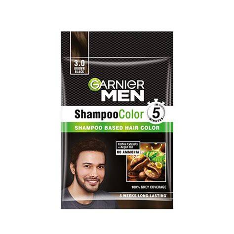 Garnier Men Shampoo Based Hair Color, Brown Black(3.0) 20 ml