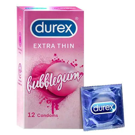 Durex Extra Thin Bubblegum Flavoured Condoms For Men - 12 count
