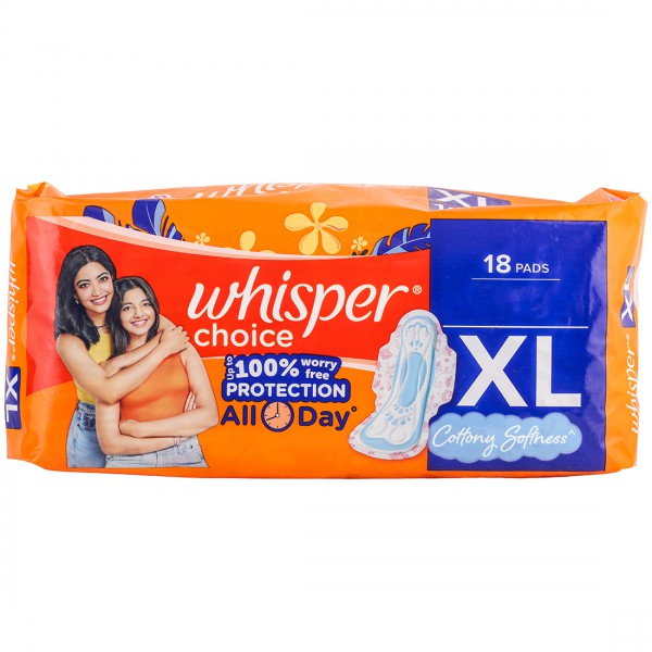 Whisper Choice Sanitary Napkin with Wings (XL)18 pads