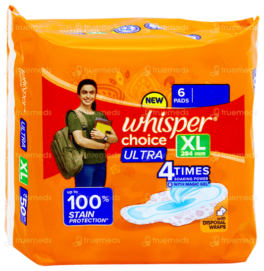 Whisper Choice Ultra Sanitary Napkin with Wings (XL) 6 N